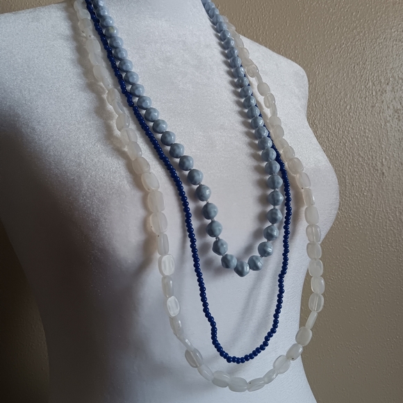 Vintage Ocean Inspired Necklace Lot Of 3 Beach Ocean Office Mermaid Blue Set - Picture 3 of 7